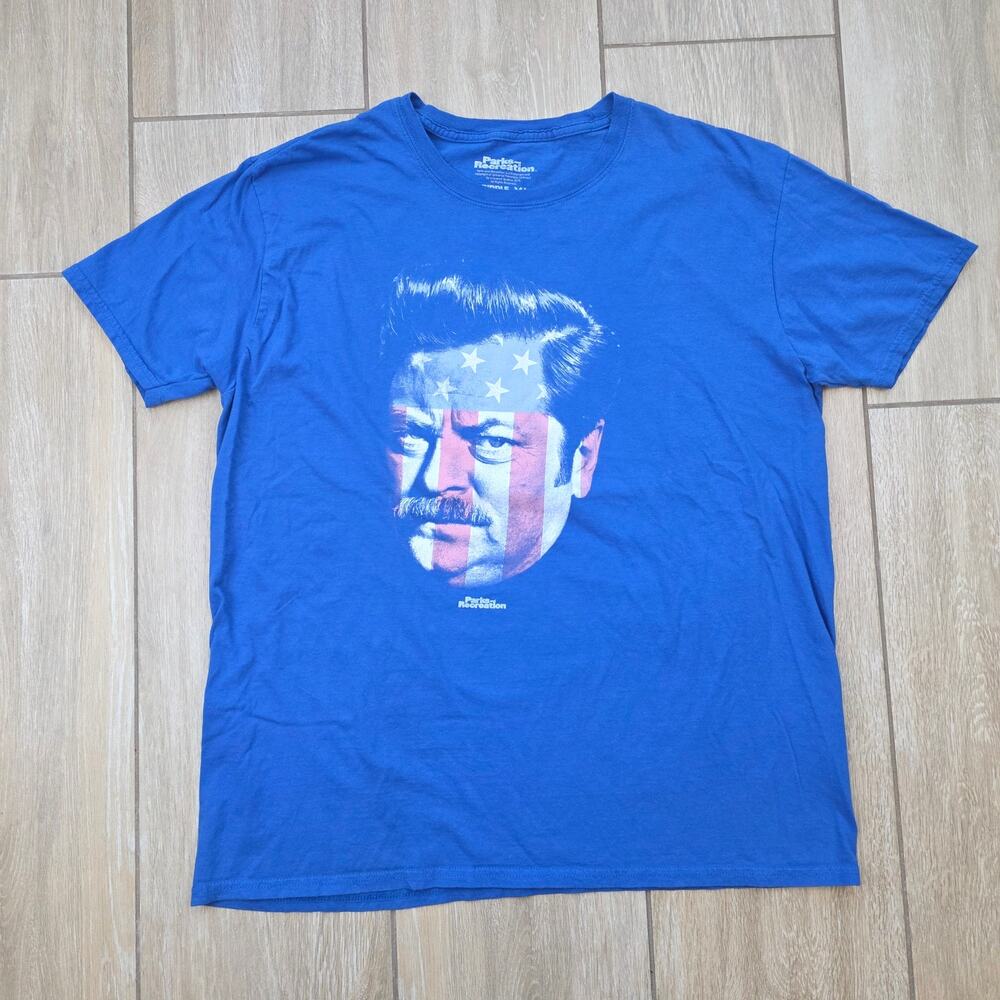 Parks and Recreation Ron Swanson T Shirt Mens XL American Flag Graphic Tee